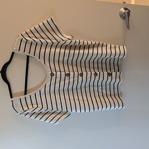 Torrid black and cream stripped shirt with button details